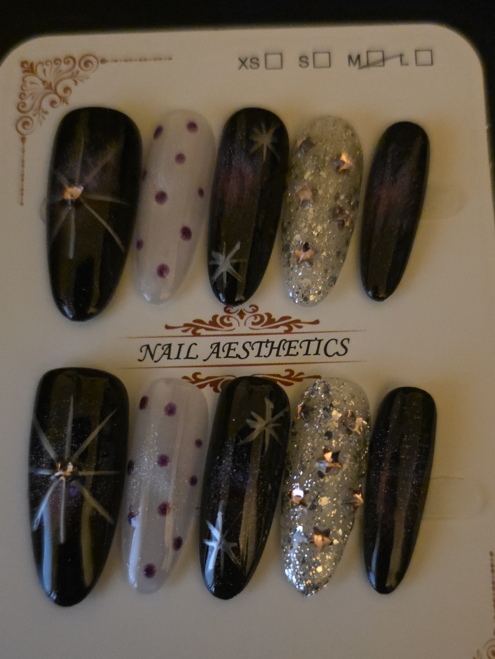 Purple & Silver Glitter Press-On Nail Set Med. 1 Set